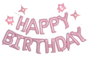 xiangsushijie pink Happy Birthday banner 16 inch for easy wall decoration.