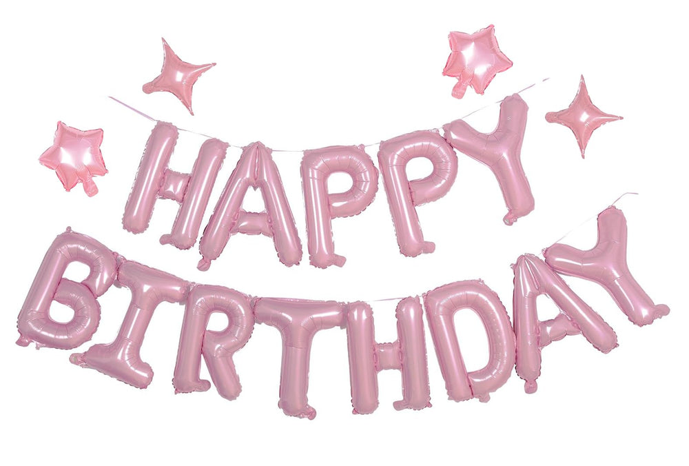 xiangsushijie pink Happy Birthday banner 16 inch for easy wall decoration.