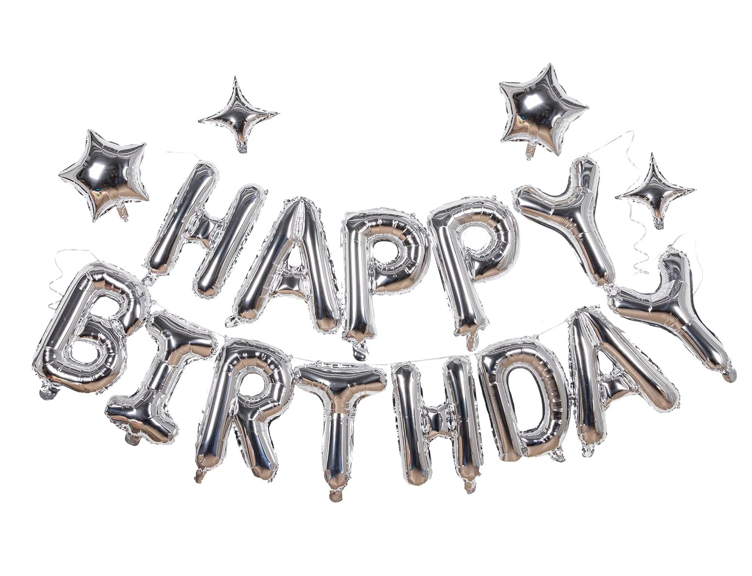 Xiangsushijie silver happy birthday banner balloon 16 inch, ideal wall decor