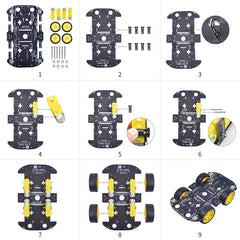 XiaoR Geek 4WD platform illustrating 256x150mm size for mounting