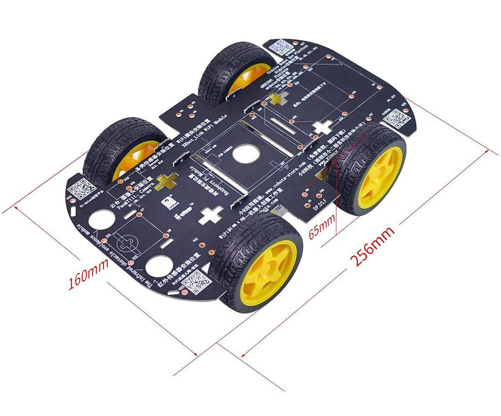 XiaoR Geek Robot Chassis 4WD top view with large expansion space
