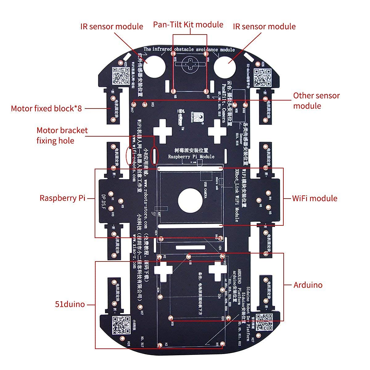 XiaoR Geek Robot Chassis 4WD wheel detail emphasizes grip and durability