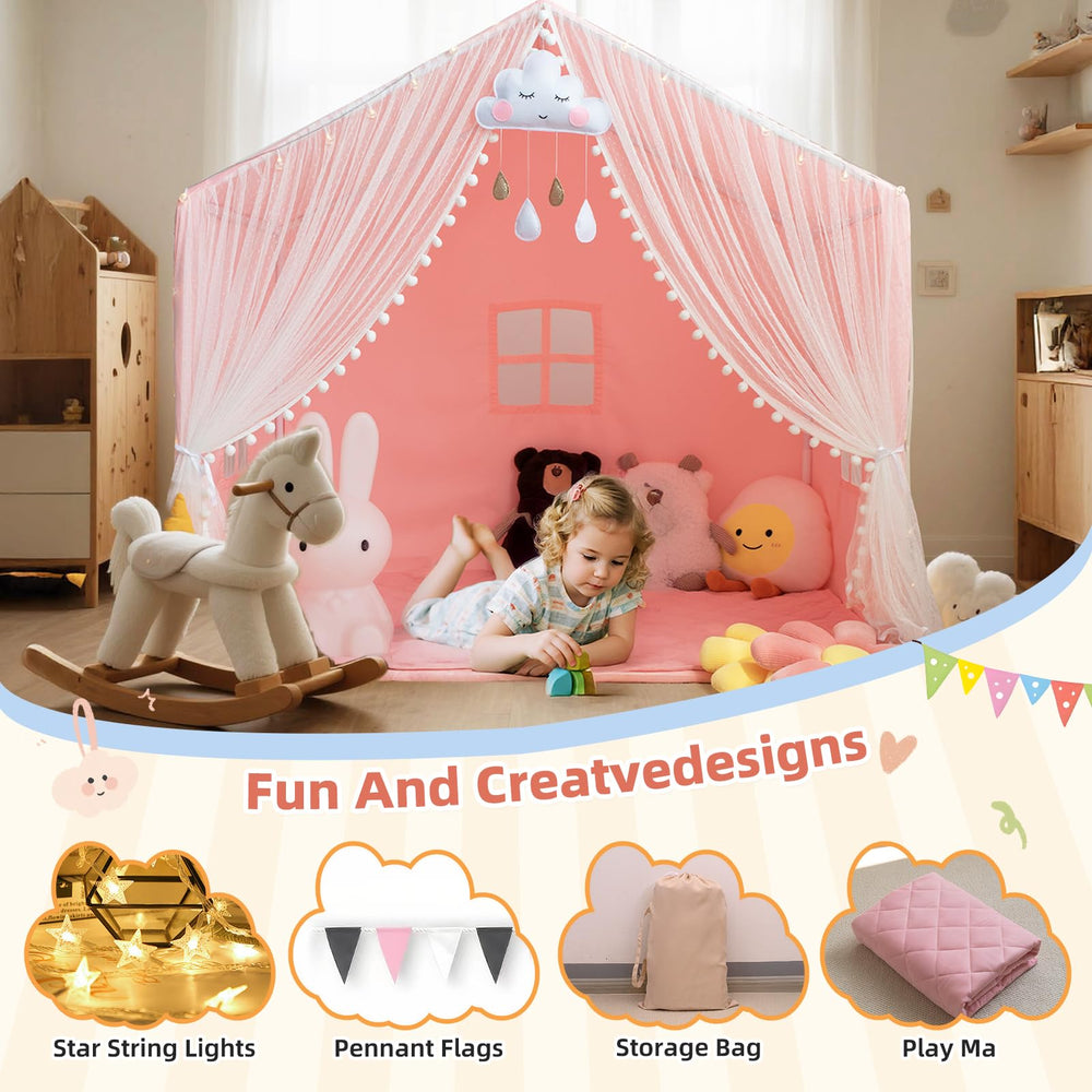 xiaowantong Large Kids Play Tent removable padded mat makes cleaning easy.