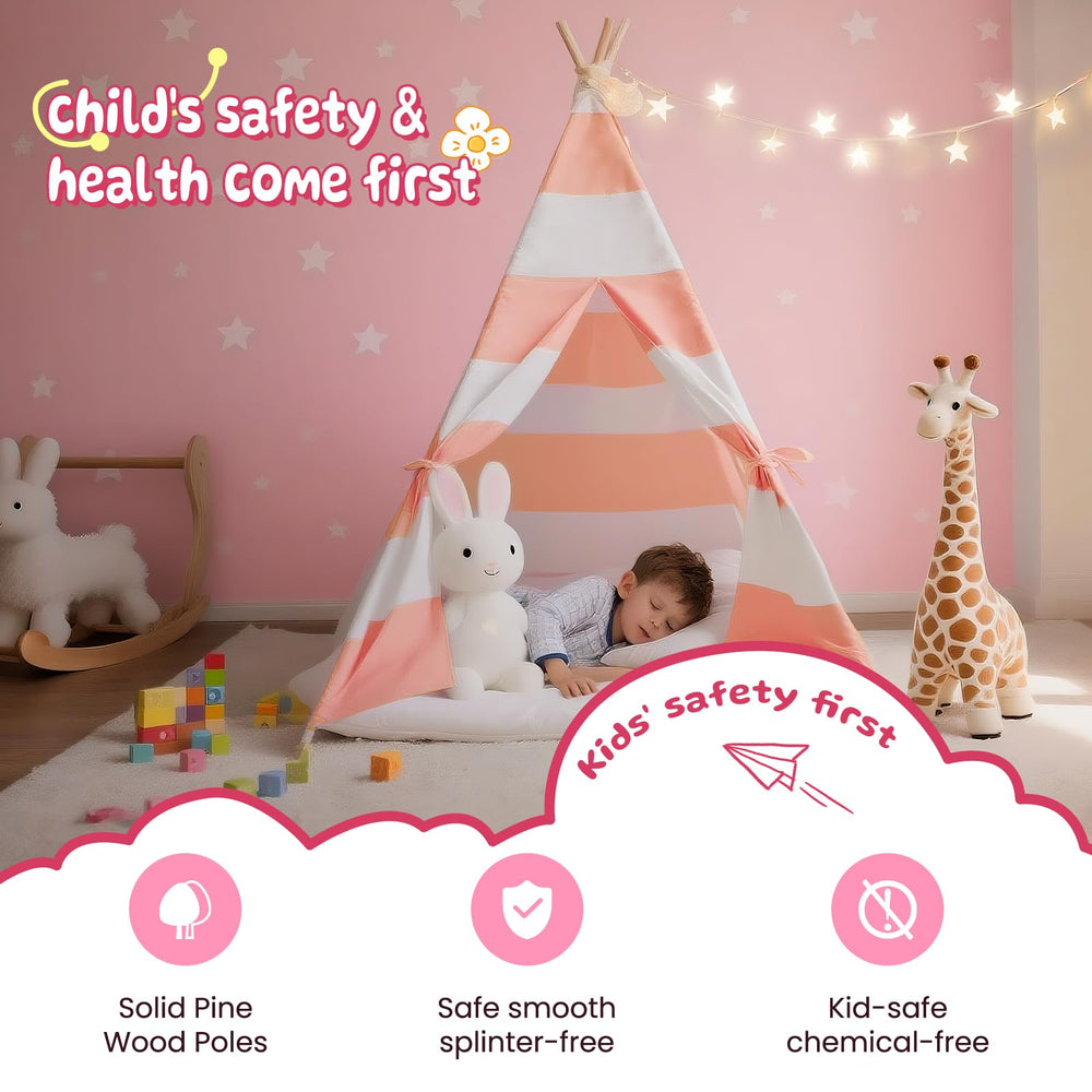 Xiaowantong teepee padded mat inside offers comfortable indoor lounging for kids.