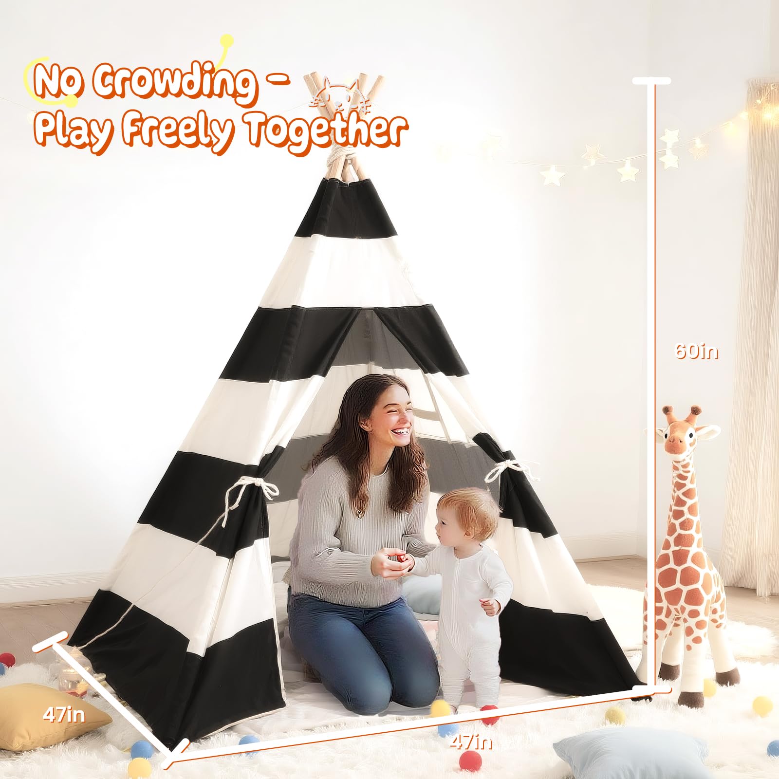 Xiaowantong teepee tent creates a cozy indoor play space for kids