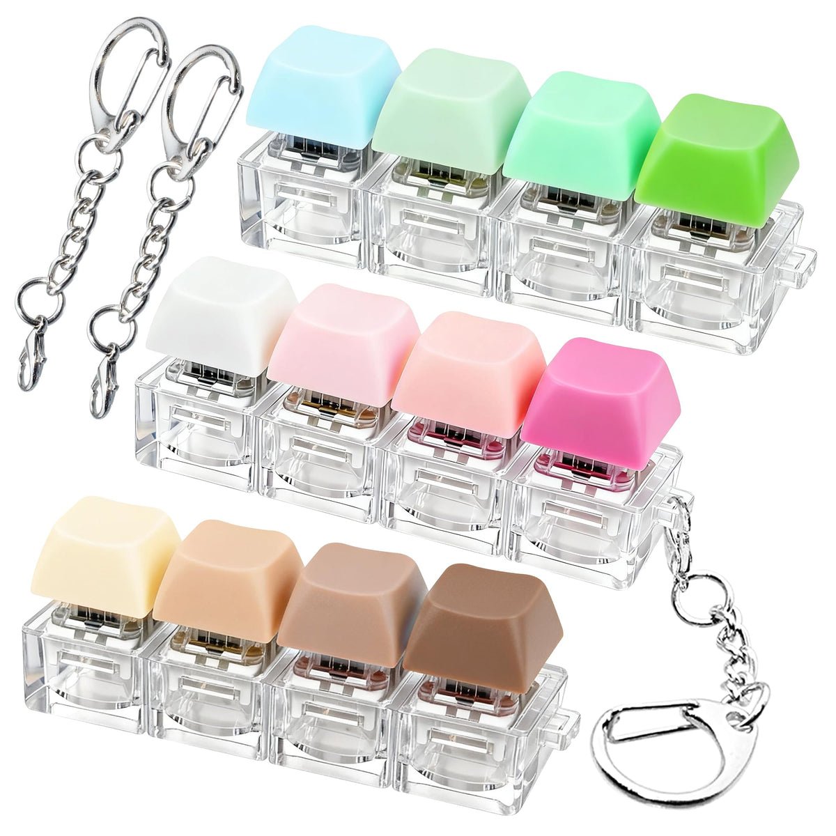 XiawaLangzhuo 3pc keyboard fidget set in brown, pink, and green for focus