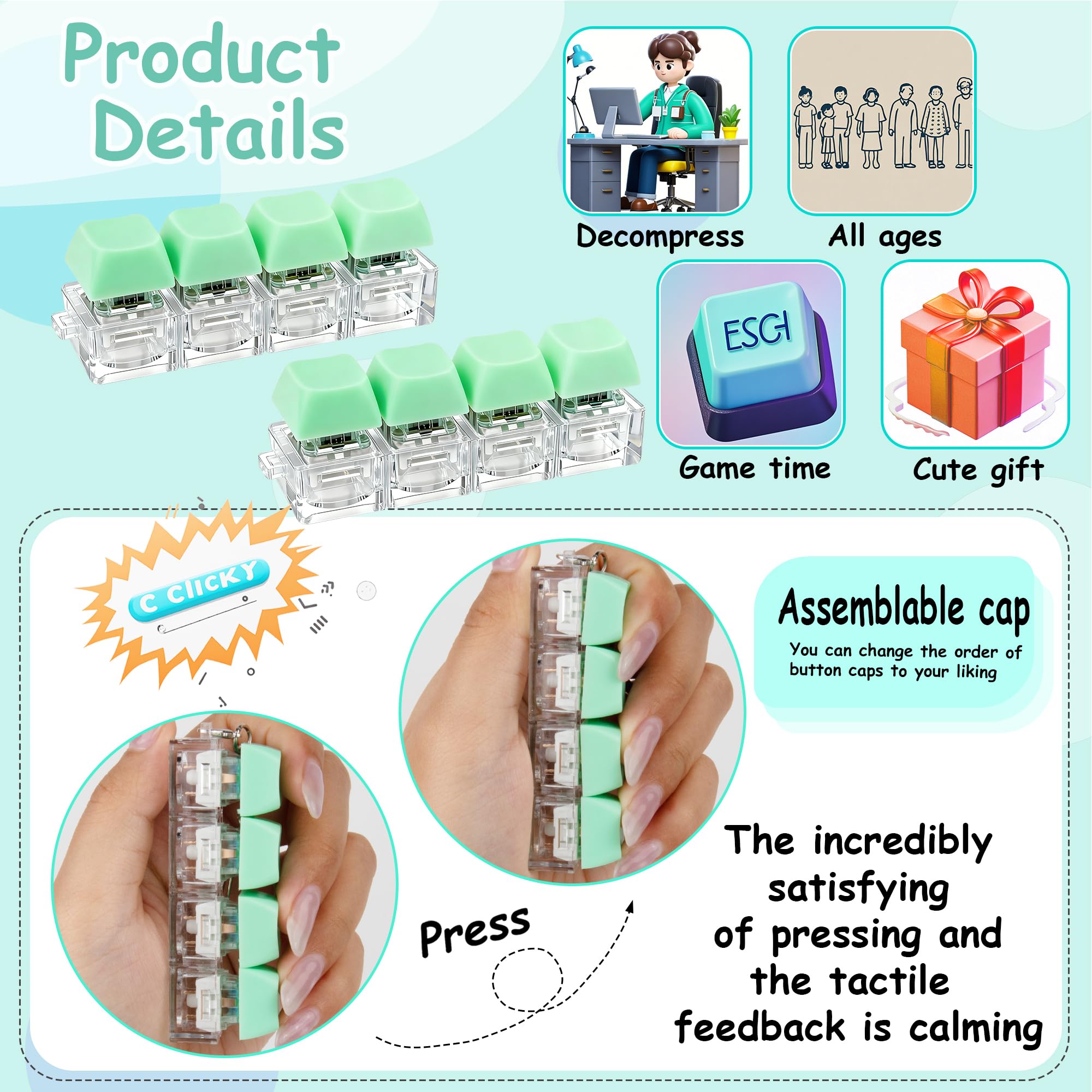 XiawaLangzhuo 4-in-1 decompression button fidget for focused work