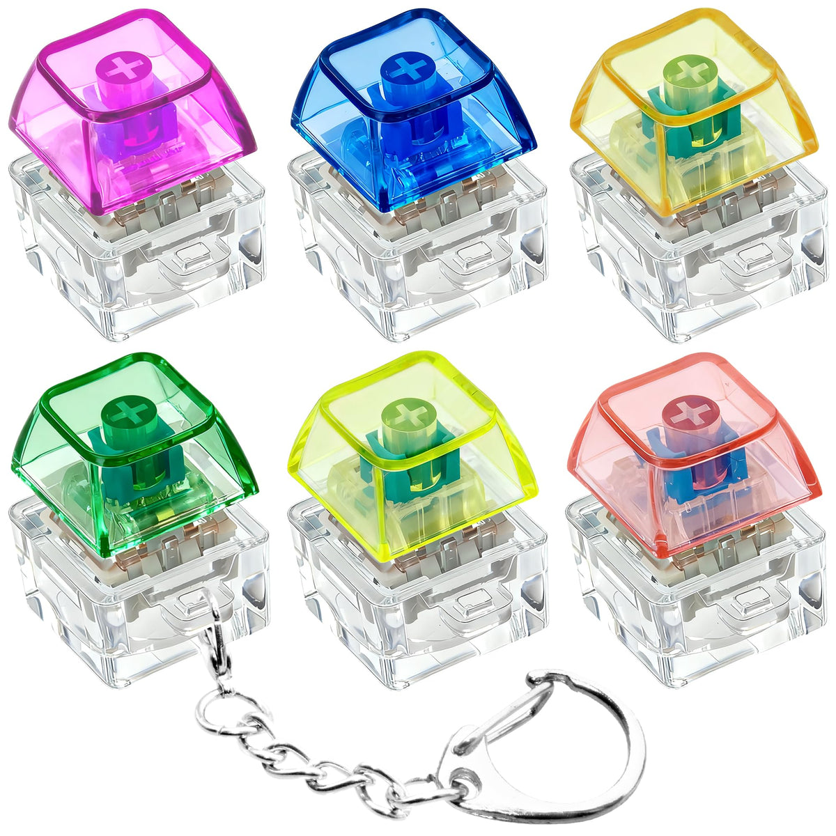 XiawaLangzhuo 6-pack keyboard fidget keychain for stress relief and focus