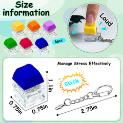 XiawaLangzhuo 6-pack keyboard fidget toy closeup colors, tactile variety for focus moments.