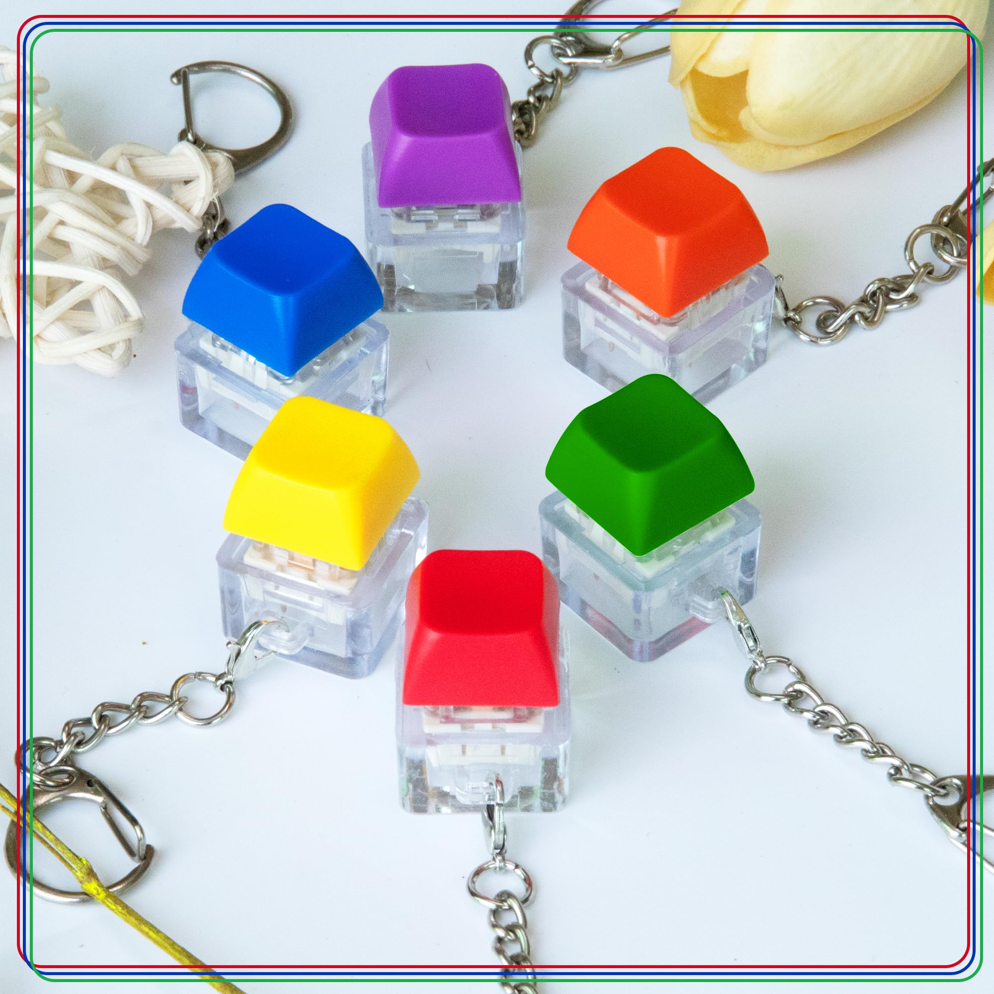XiawaLangzhuo 6-pack keyboard fidget toy material details, durable plastic and zinc alloy core.