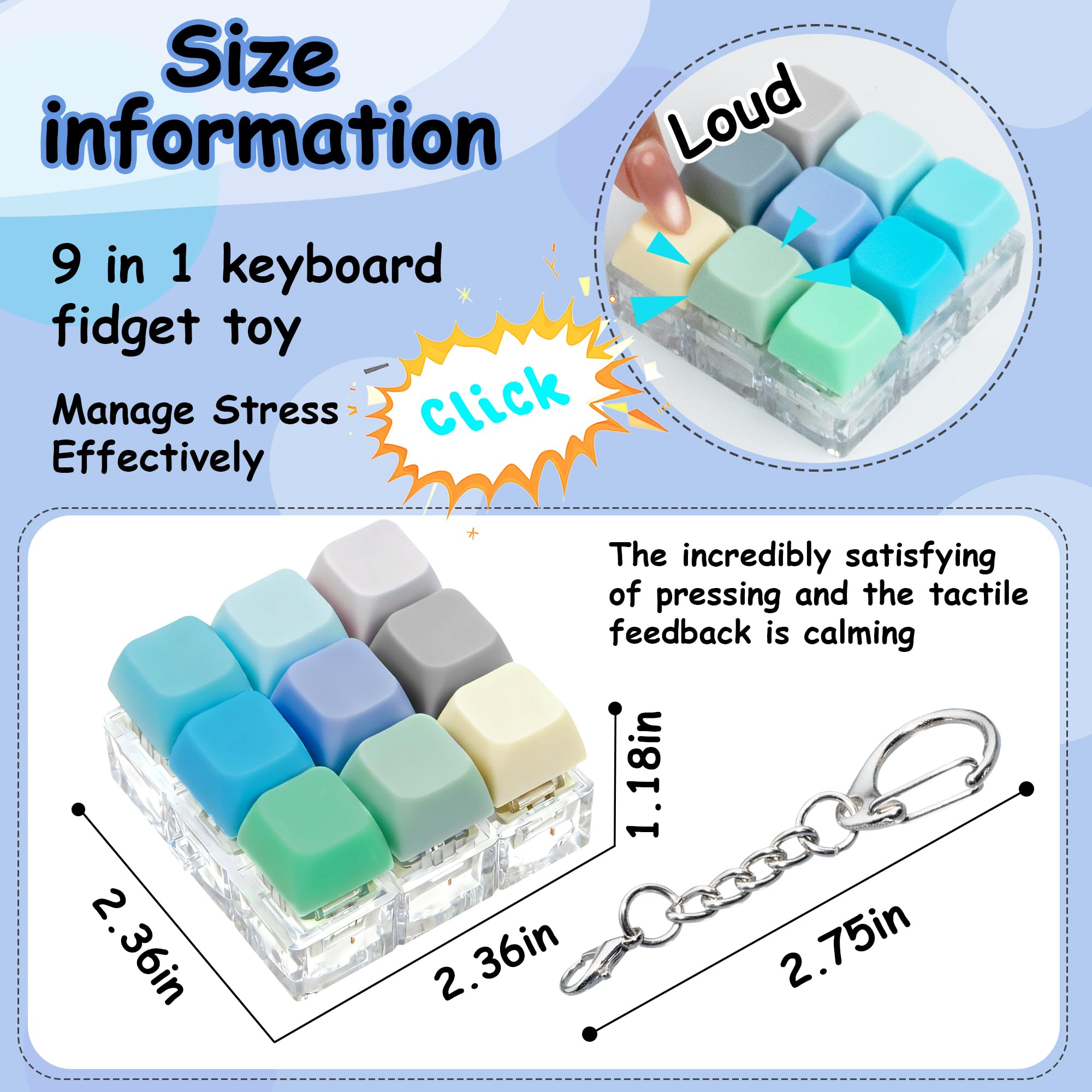 XiawaLangzhuo 9-in-1 green-button keyboard fidget for on-the-go relief.