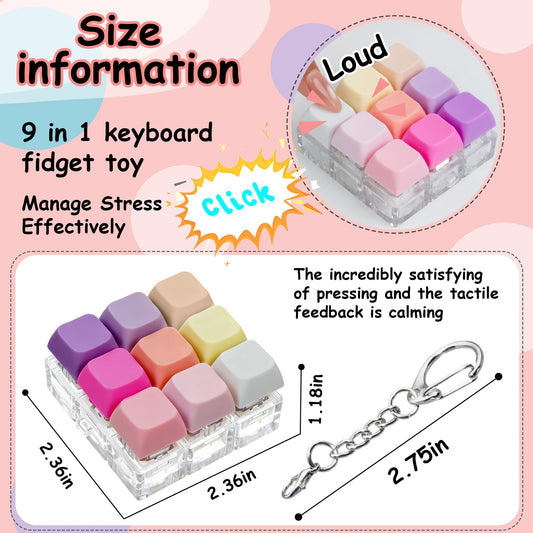 XiawaLangzhuo 9-in-1 fidget toy colorful keys detail for stress-relief use