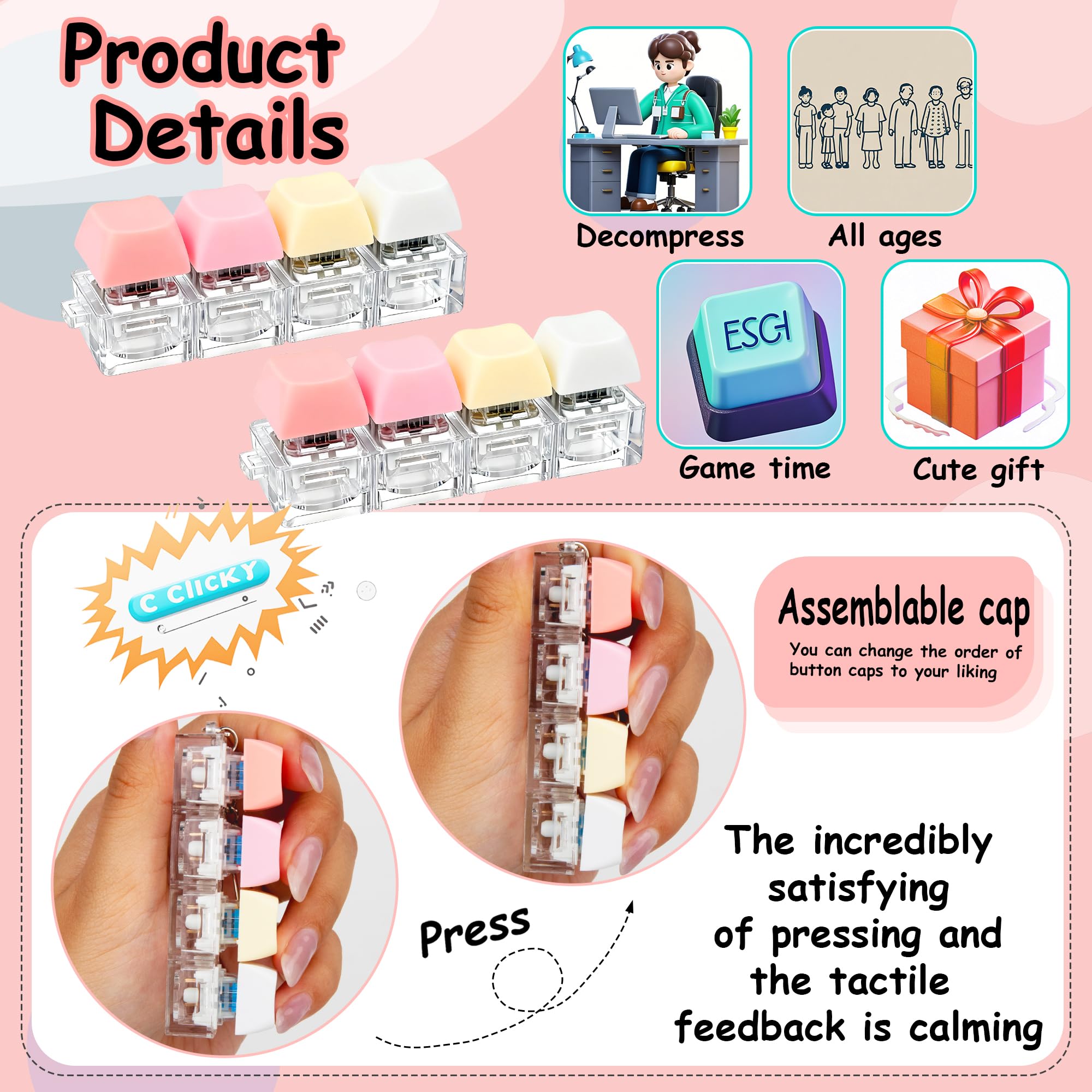 XiawaLangzhuo clicker fidget toy provides tactile feedback for anxiety relief.