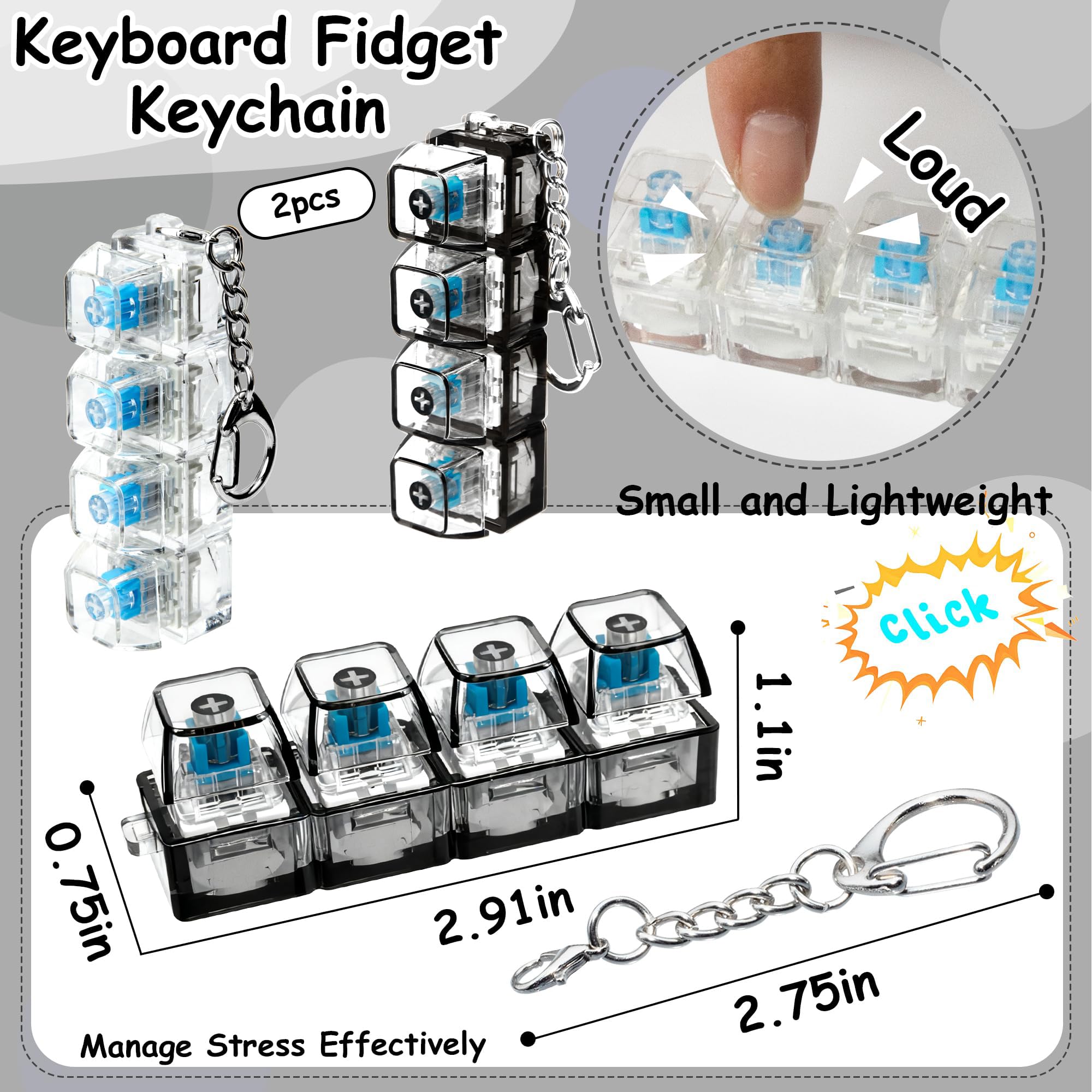 XiawaLangzhuo keyboard clicker fidget keychain with tactile feedback for focus
