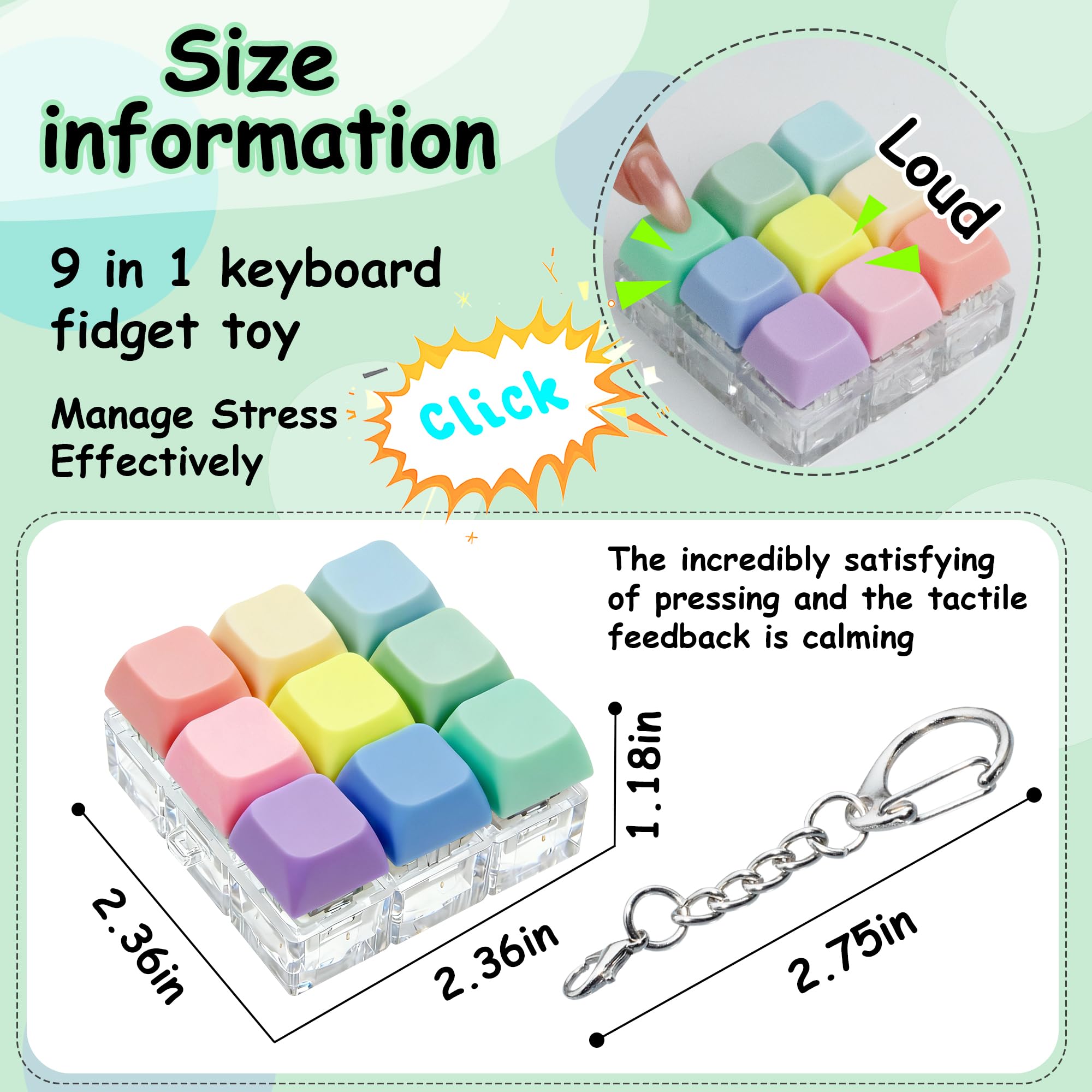 XiawaLangzhuo keyboard fidget close-up highlights crisp click sound.