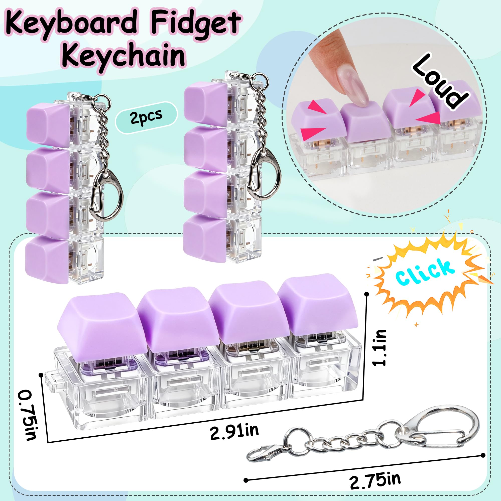 XiawaLangzhuo purple keychain fidget, portable sensory tool for office and travel.