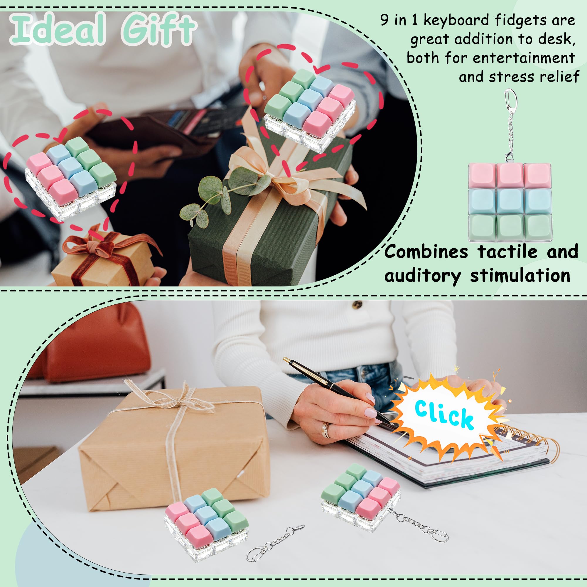 XiawaLangzhuo Keyboard Fidget Toy 9-in-1 keys closeup shows tactile feedback.
