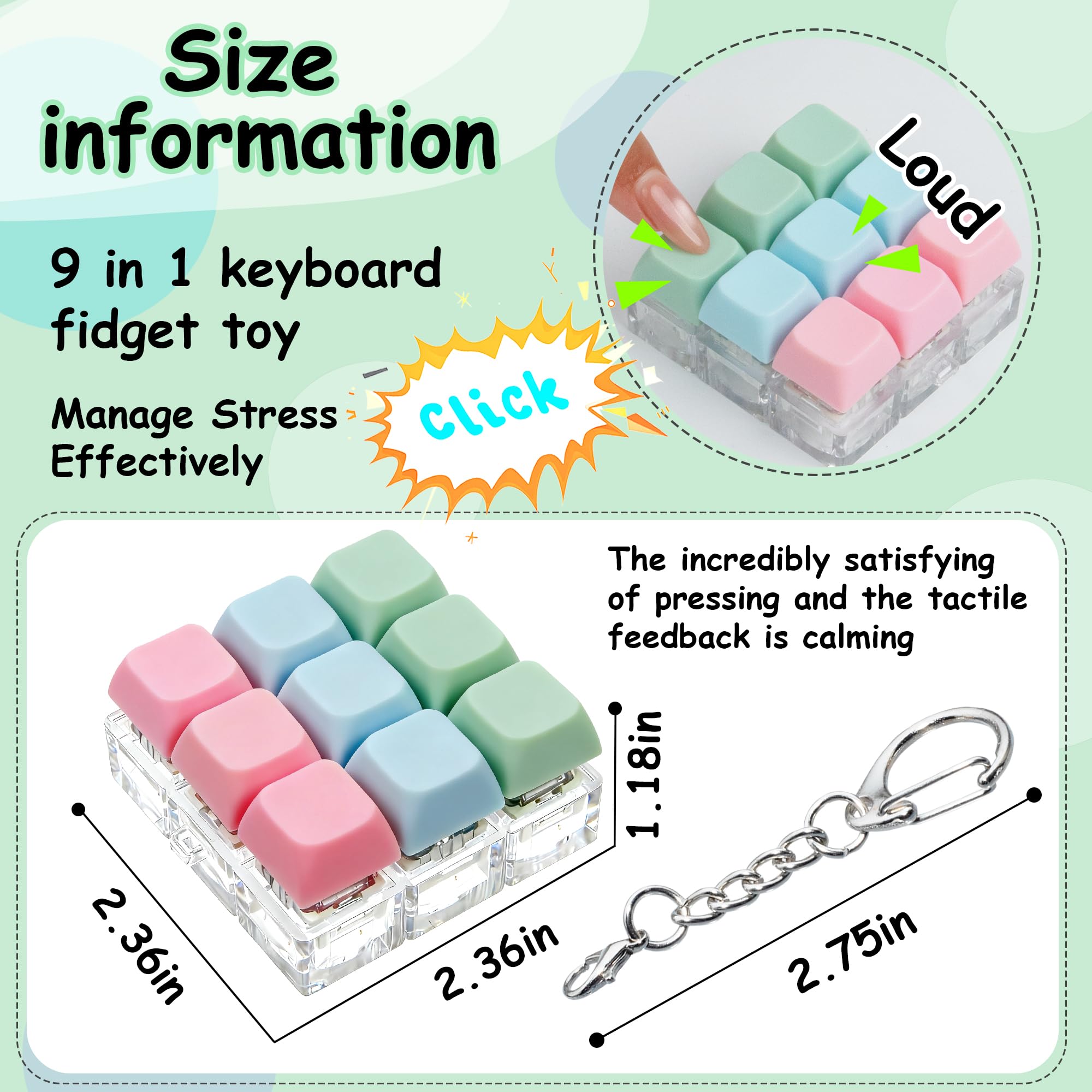 XiawaLangzhuo Keyboard Fidget Toy blue closeup shows durable, portable stress relief.
