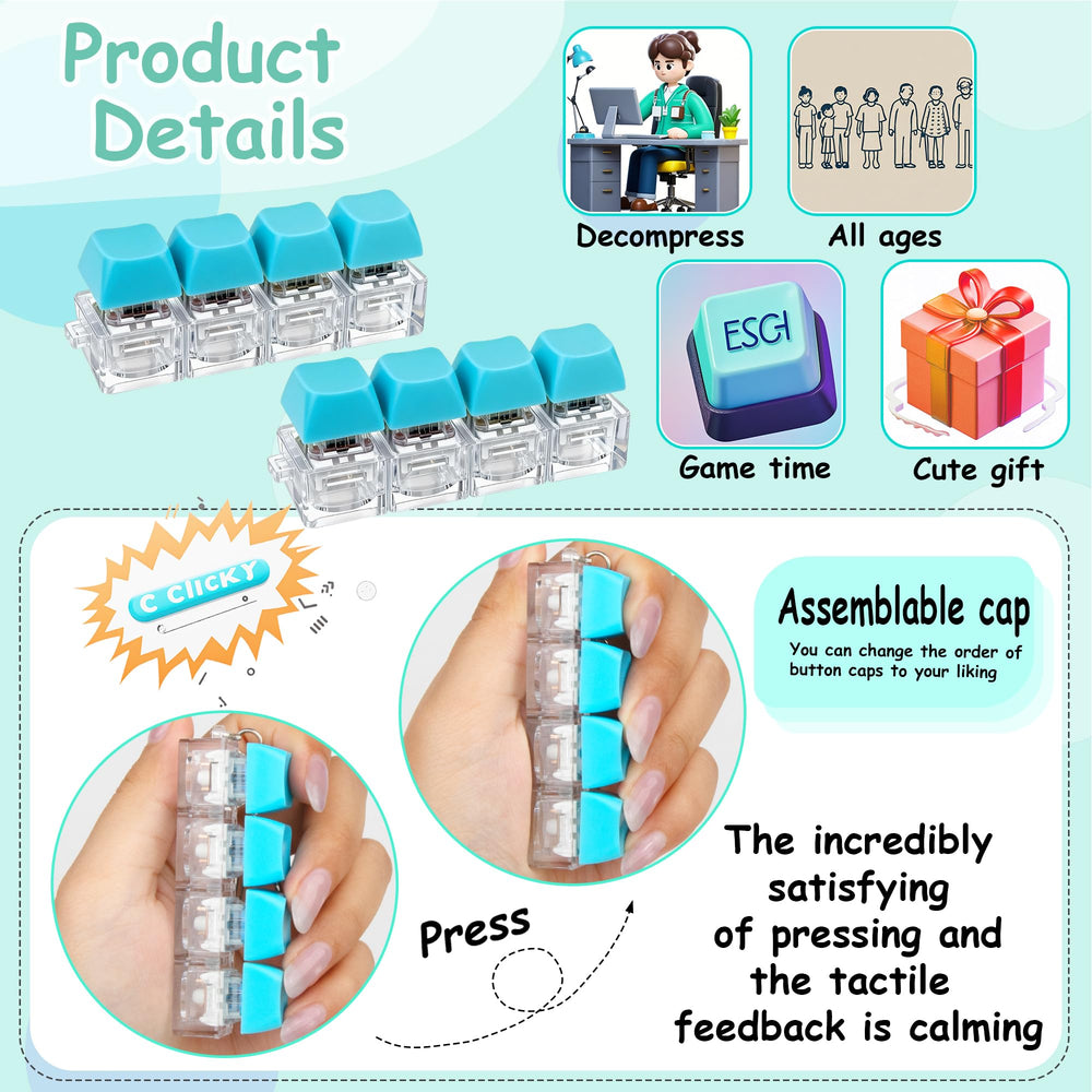 XiawaLangzhuo keyboard fidget toy close-up click button demonstrates tactile satisfaction