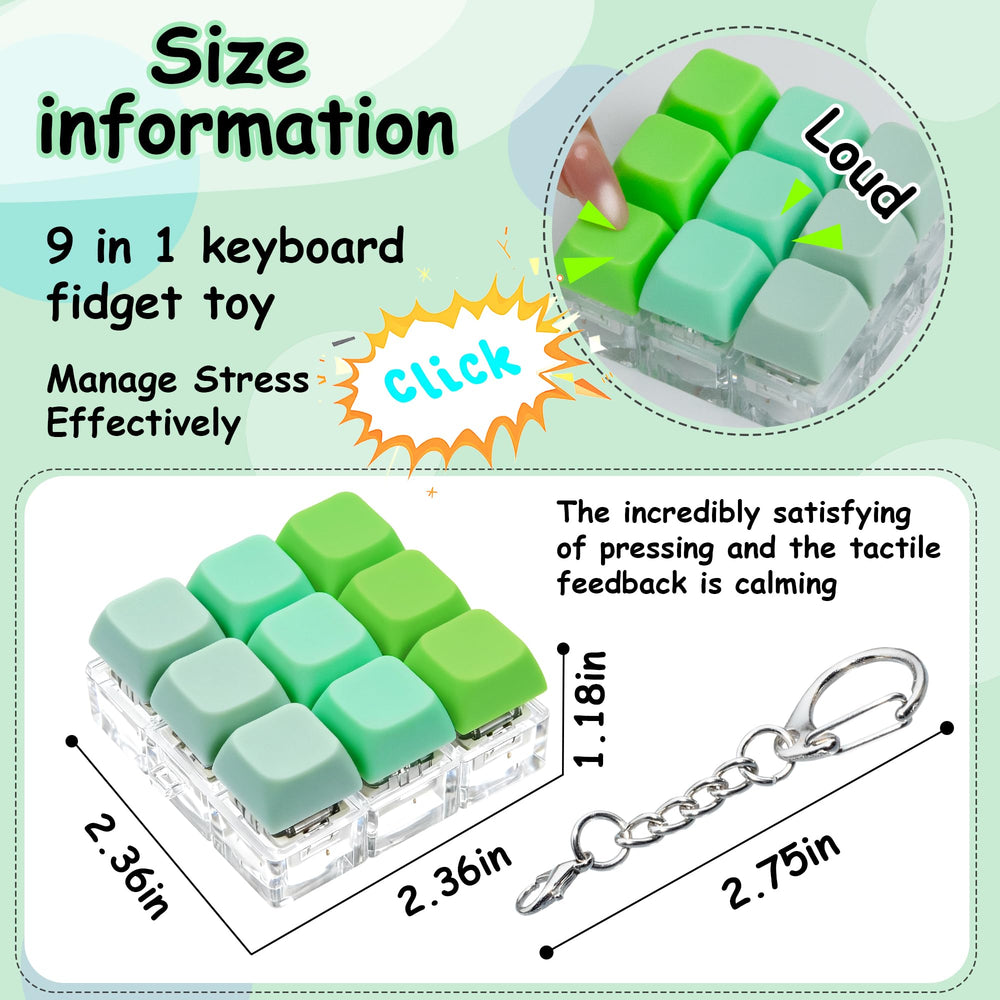 XiawaLangzhuo green keyboard fidget toy closeup showing durable materials