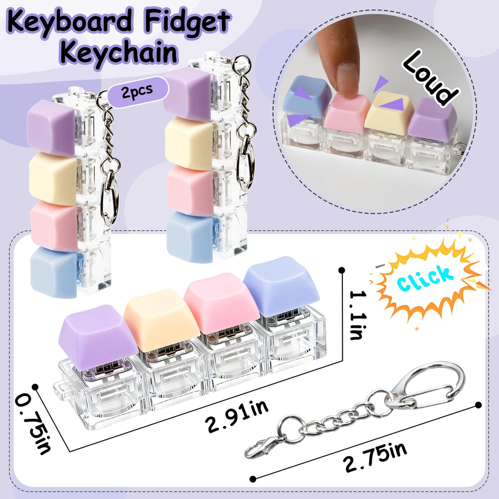 XiawaLangzhuo blue keyboard fidget with keychain for on the go use