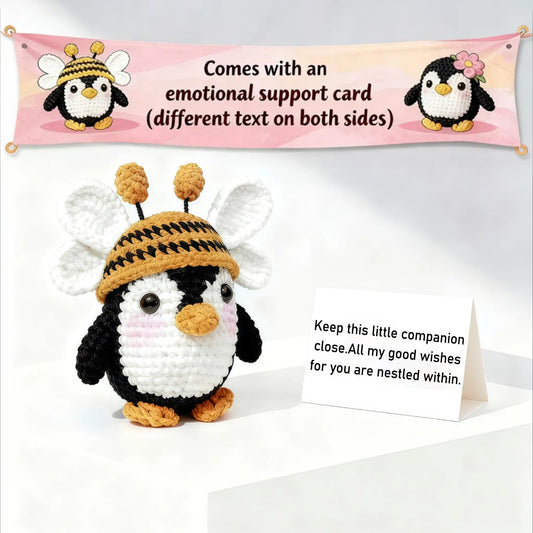 XIBIGEYE crochet penguin gift with anniversary card for loved ones