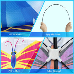 Xida Butterfly Kite uses durable 210T polyester and fiberglass rods for longevity