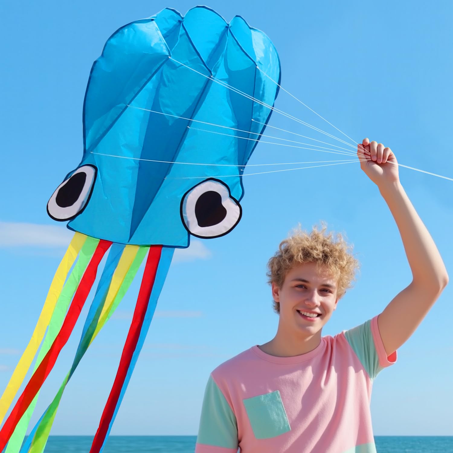 Xida Octopus kite includes durable line and handle for easy control
