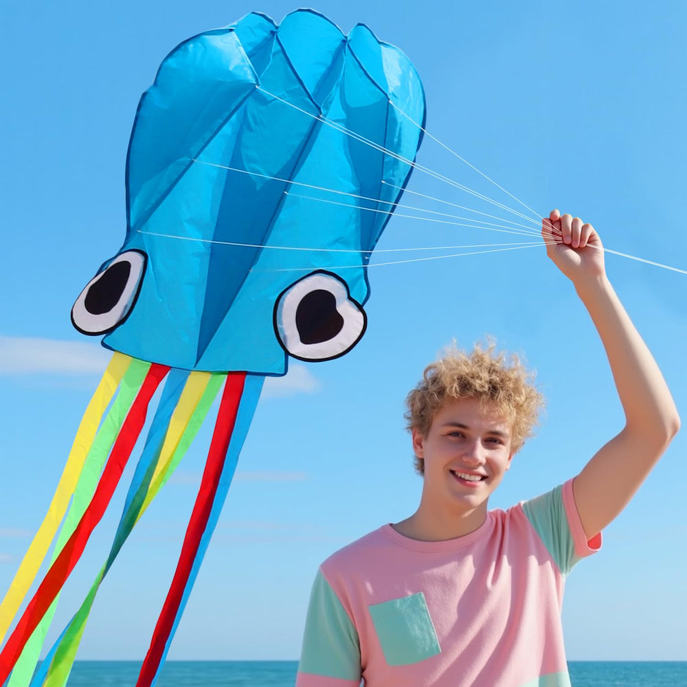 Xida Octopus kite includes durable line and handle for easy control