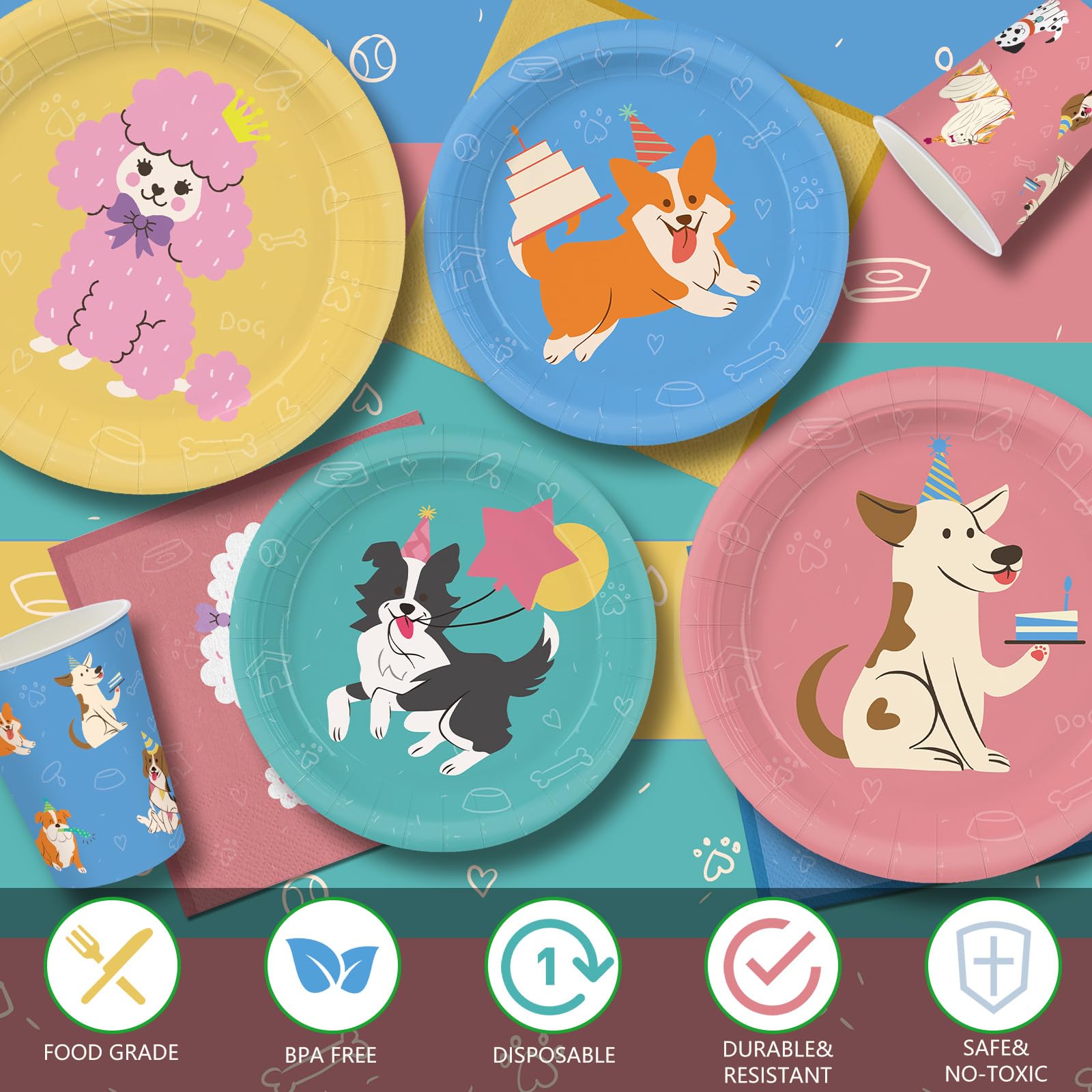 XIENBLOC puppy party banner—cheerful backdrop for birthday celebrations