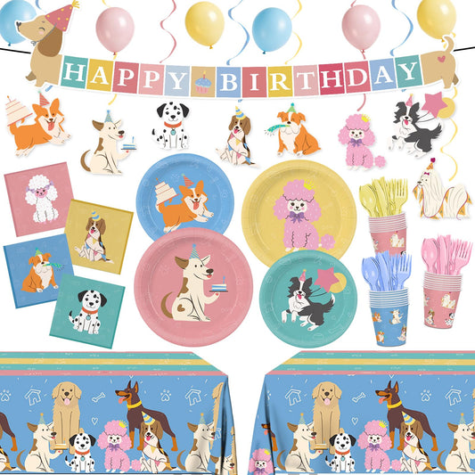 XIENBLOC retro puppy plates 9in—durable and waterproof for party dining