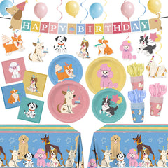 XIENBLOC retro puppy plates 9in—durable and waterproof for party dining