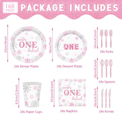 XIENBLOC winter onederland 7-inch dessert plates in pink and silver for desserts