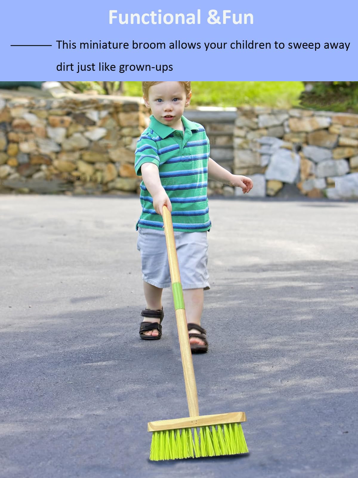 Xifando Kids Broom two-section wooden handle assembly shown for easy setup