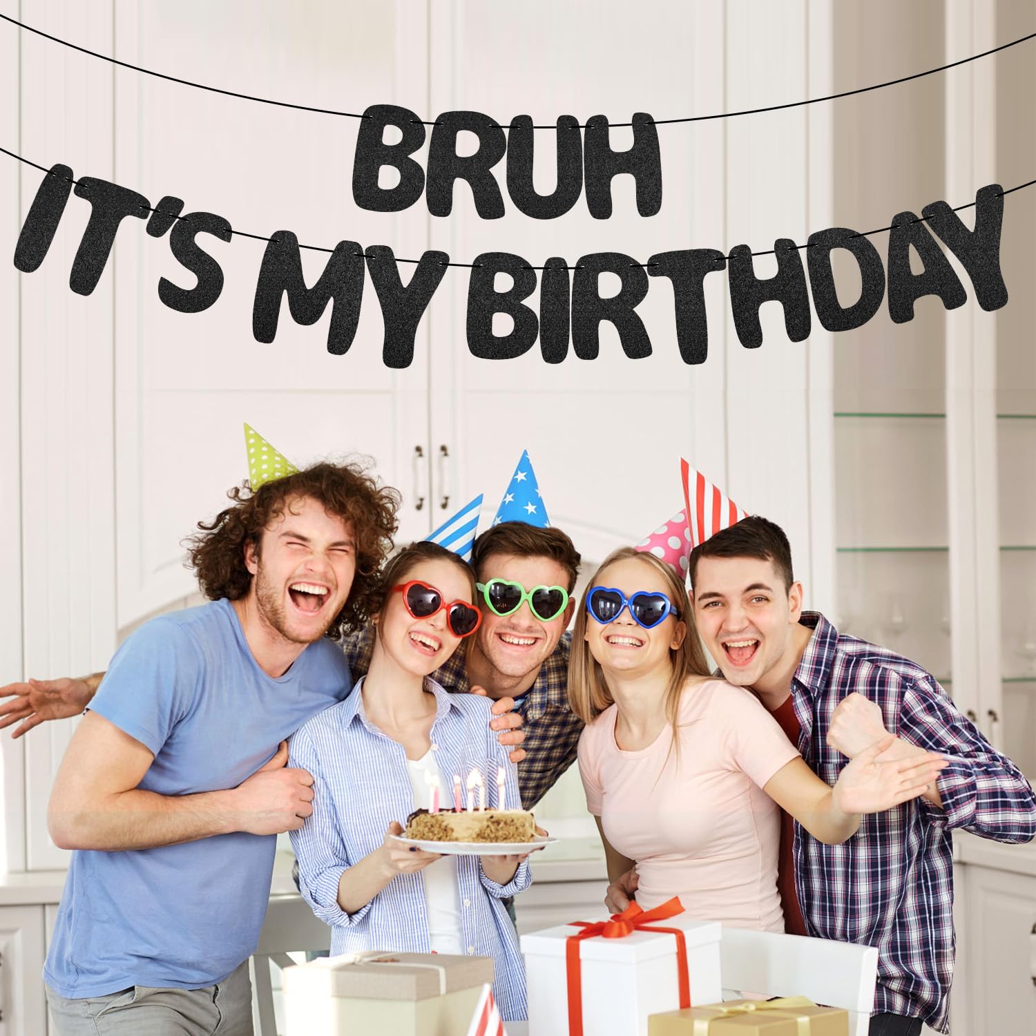 XIHIRCD Bruh It's My Birthday banner packaging keeps reusable for celebrations.