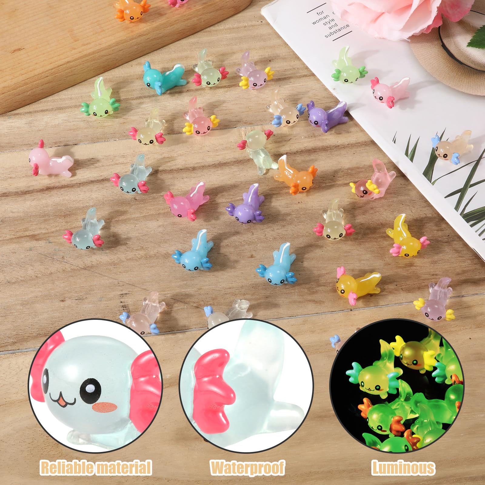 XIHIRCD axolotl figures ideal for dollhouses, terrariums, and plant pots.