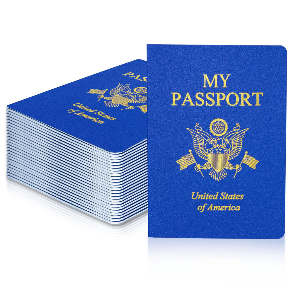 XIISVINT blank passport notebook with blue cover for travel pretend play.