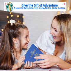 XIISVINT kids using passports for pretend travel and classroom activities.