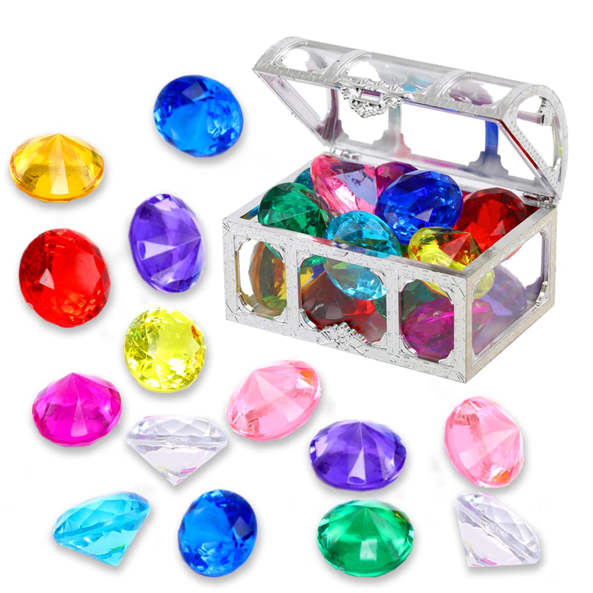 XIJUAN diving gem pool toy treasure chest visible underwater, inviting exploration and playful swimming