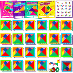 Ximoeo tangram valentines card design A; ideal for classroom exchanges and party gifts.