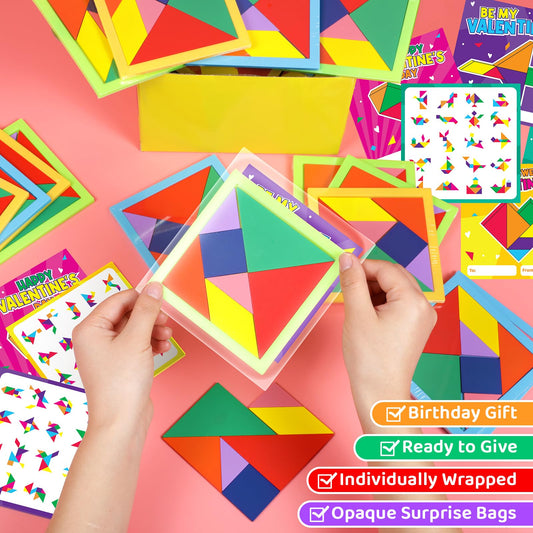 Ximoeo tangram valentines card design B; engaging shapes spark creativity during swaps.