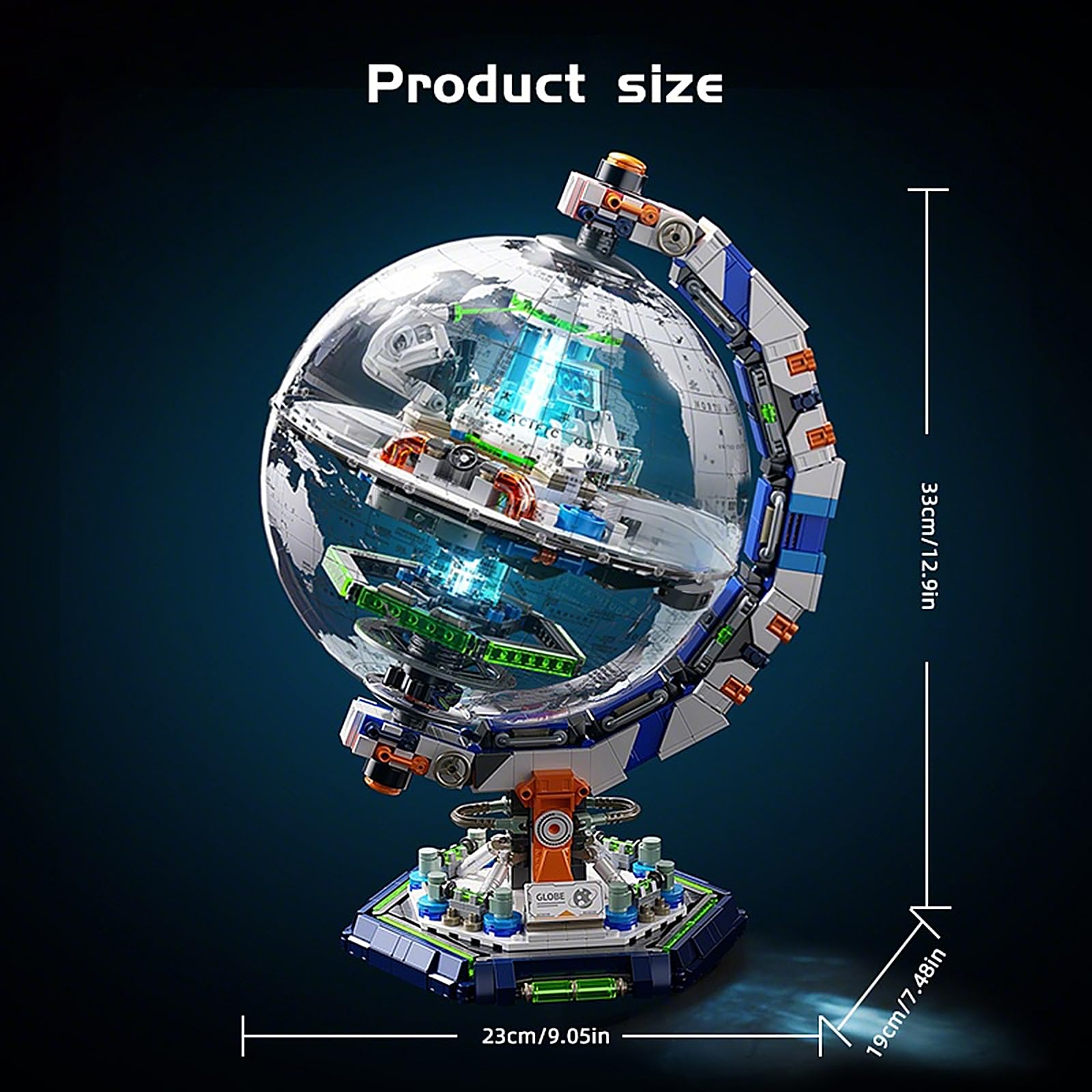Rotating globe mirrors Earth’s rotation for bedside or desk use.