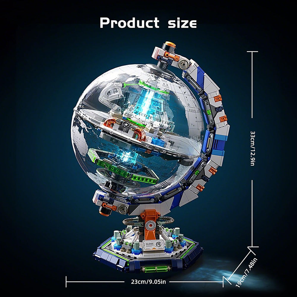 Rotating globe mirrors Earth’s rotation for bedside or desk use.