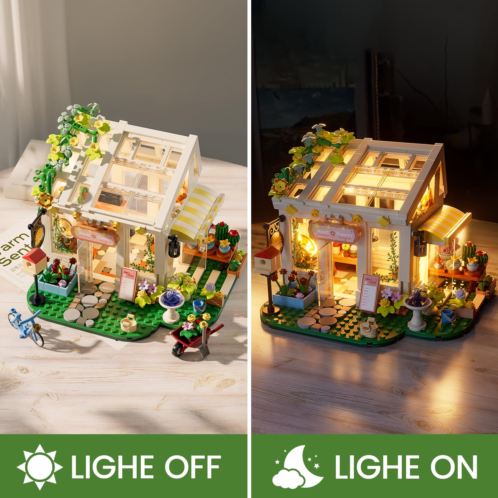 Xingya youpin Flowers House Building Set lush vines add vibrant greenery to any shelf.