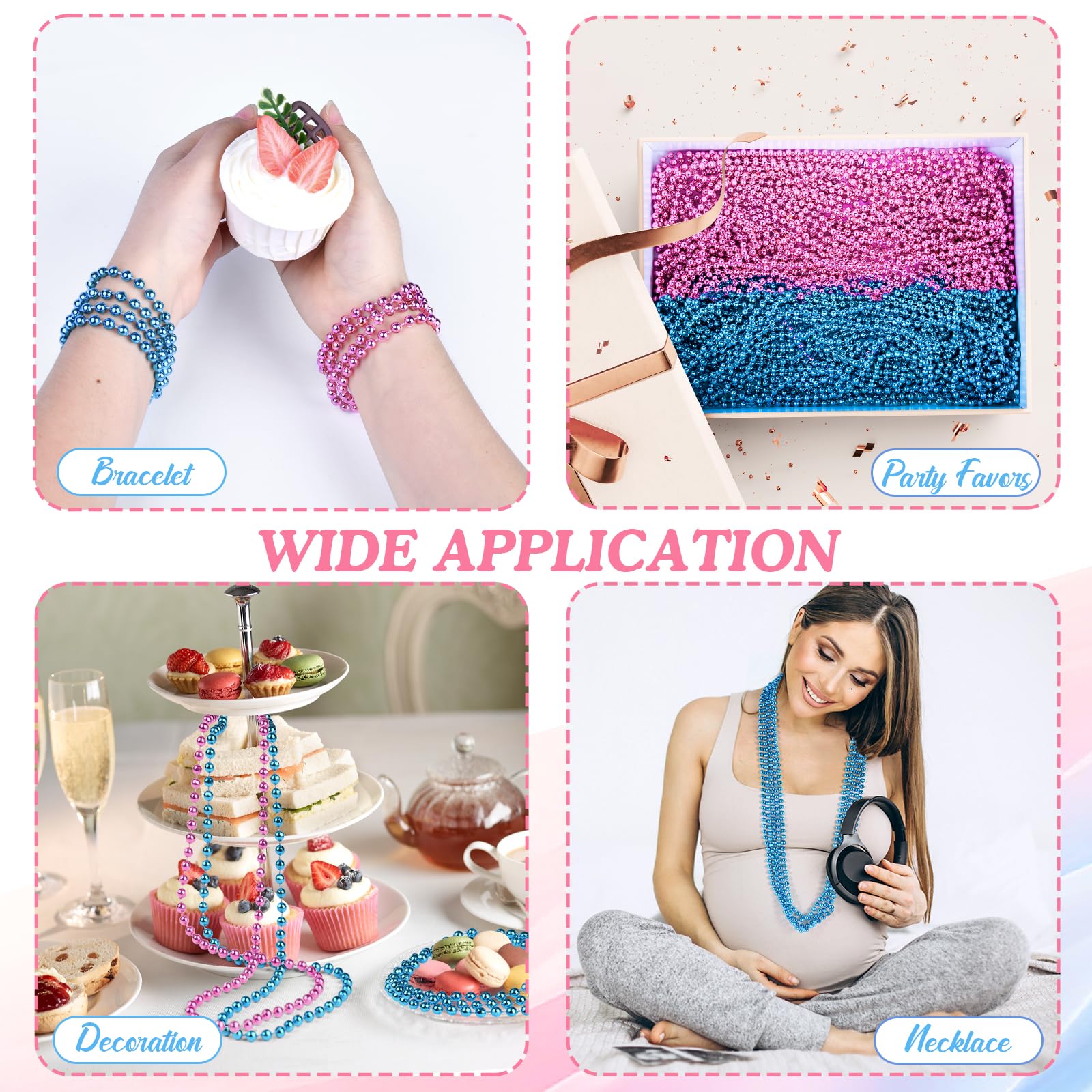 XINHUIDALSQ table decor uses pink-blue beads to brighten tables.