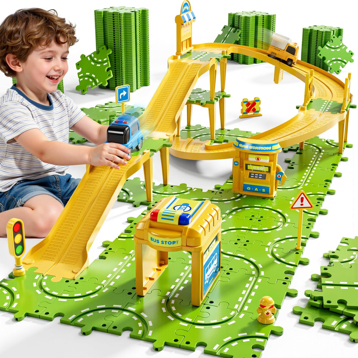 XINNOVEL 3-Tier Puzzle Race Car Track Set assembly enables creative playtime