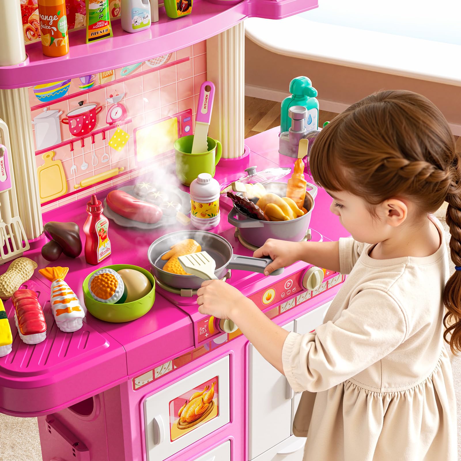 XINNOVEL 46-piece play food set enhances creative role-play and fine motor skills.