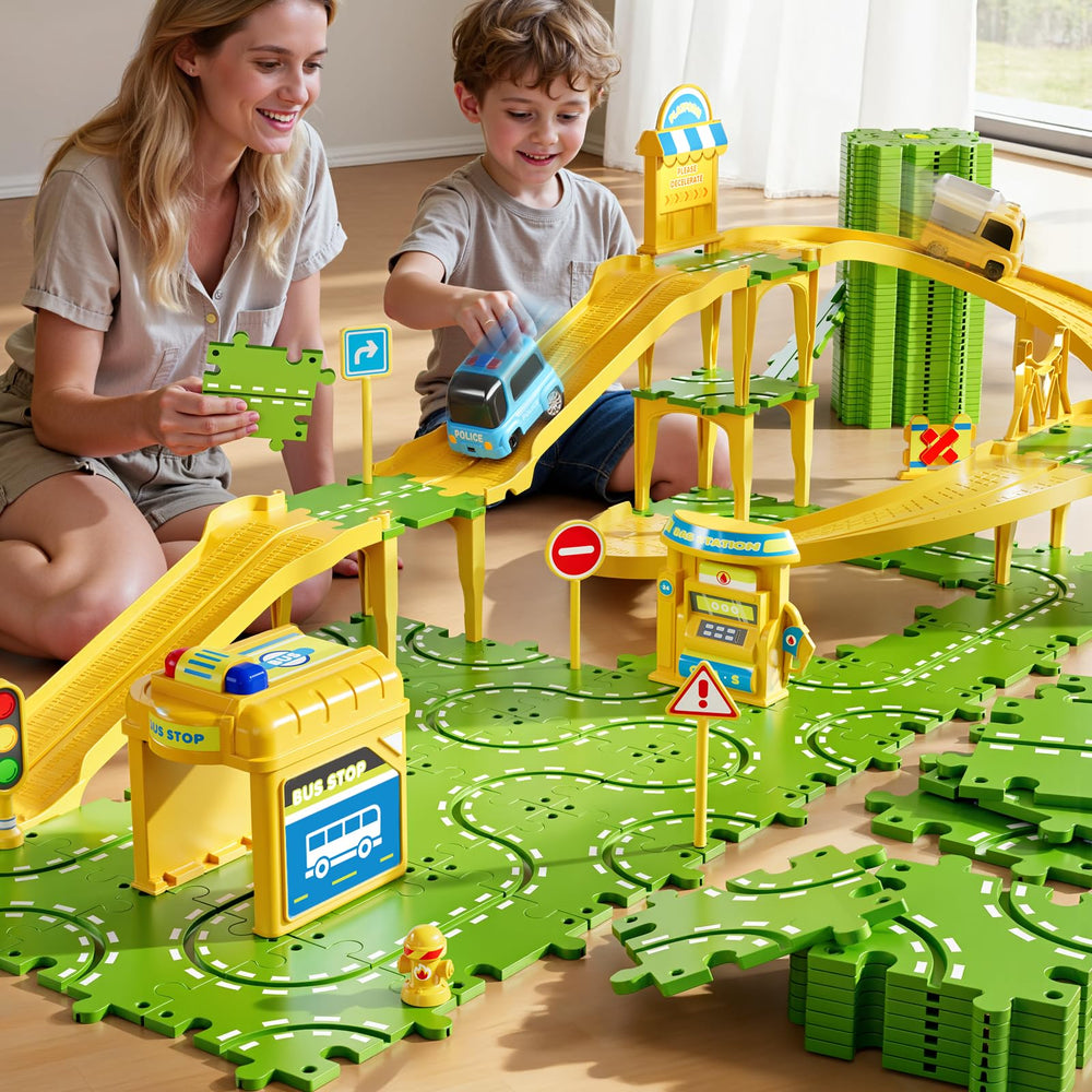 XINNOVEL educational toy supports motor skills and creative thinking during race building