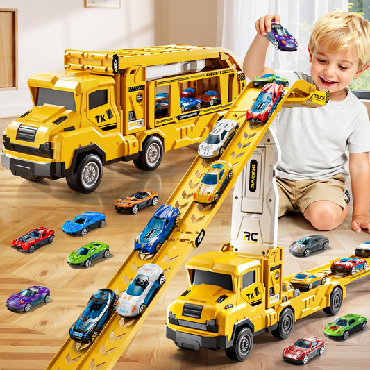 XINNOVEL toddler transporter truck with cars for imaginative play and coordination.