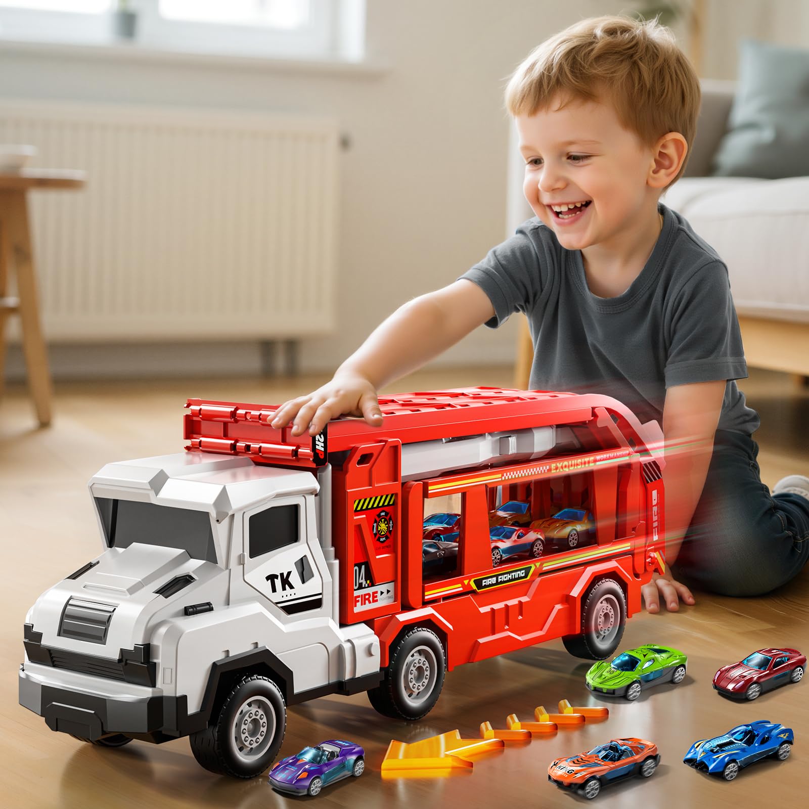 XINNOVEL transport truck doubles as car storage during play.